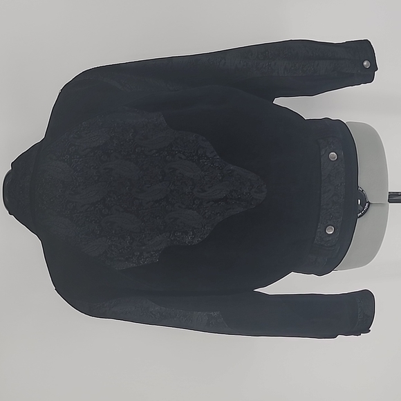 Wilson's Leather Jacket Black Suede With Paisley Print #4 - Picture 6 of 11